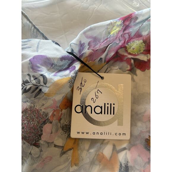 NWT ANALILI Sz XS/S Dress White Floral Print Silk Overlay Shift Wedding Guest - Picture 10 of 16
